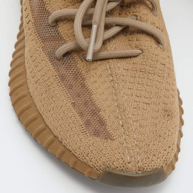 Pre Owned  Yeezy x Adidas Brown Knit Fabric Boost 350 Earth Low Top Sneakers Size 41 1/3