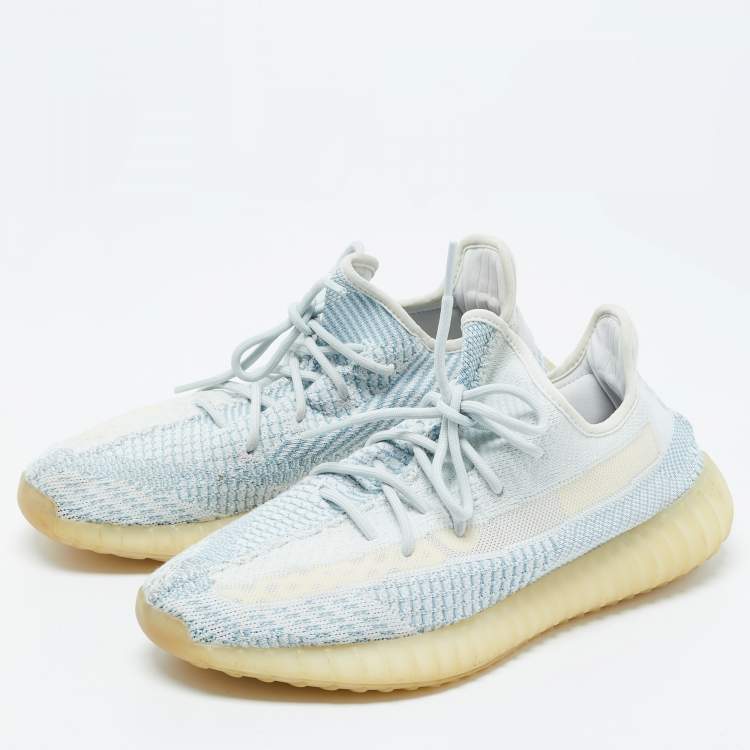 Yeezy x Adidas White/Blue Knit Fabric 350 V2 Static Reflective Sneakers Size 46 Yeezy Adidas TLC