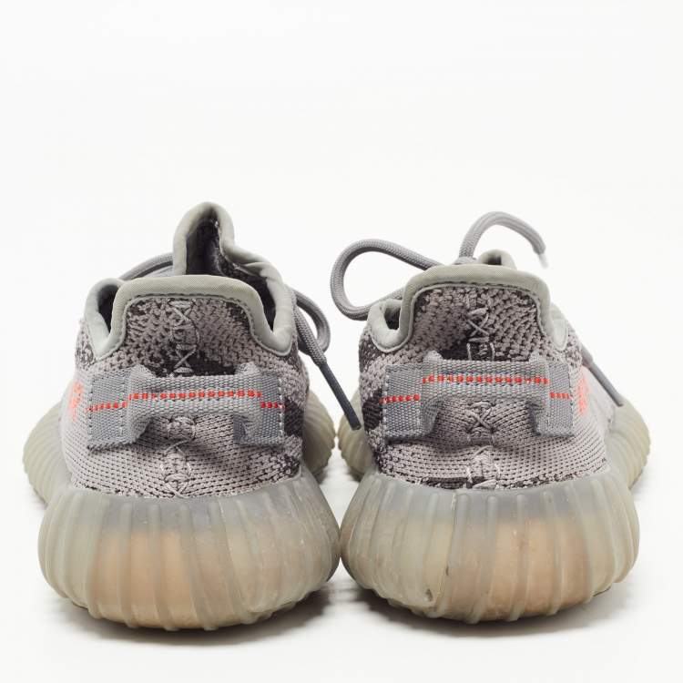 Pre Owned Yeezy x Adidas Grey Knit Fabric Boost 350 V2 Beluga Sneakers Size 37 1/3