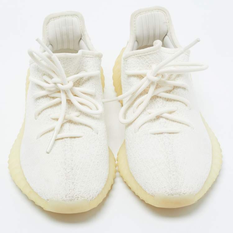 Pre Owned Yeezy x Adidas White Fabric Boost 350 V2 white Sneakers Size 37 1/3