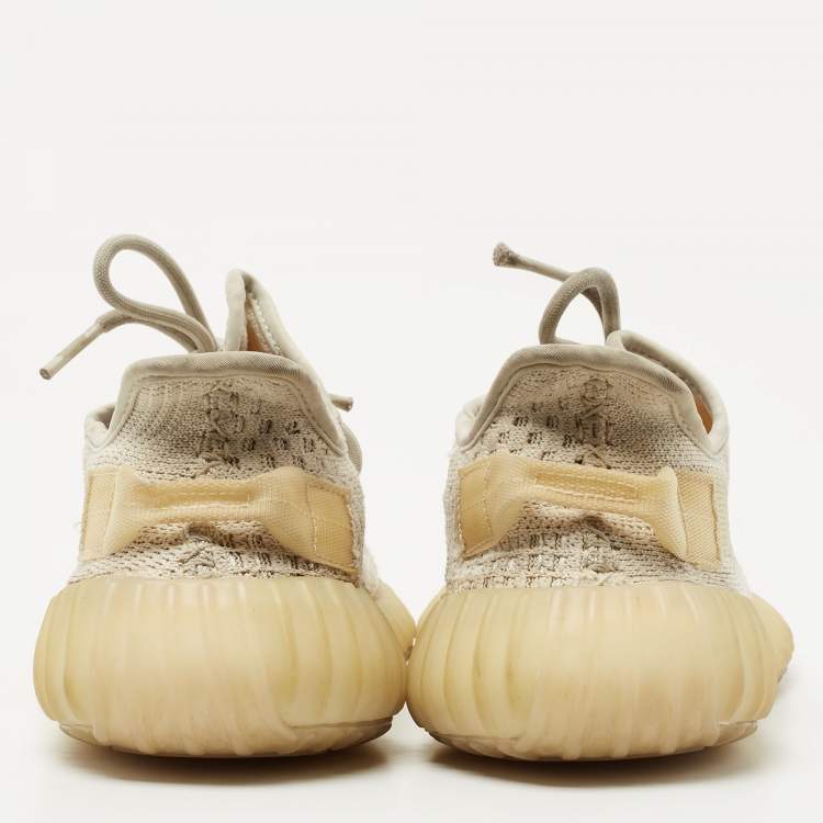 Pre Owned Yeezy x Adidas White Knit Fabric Boost 350 V2 Light Sneakers Size 37 1/3