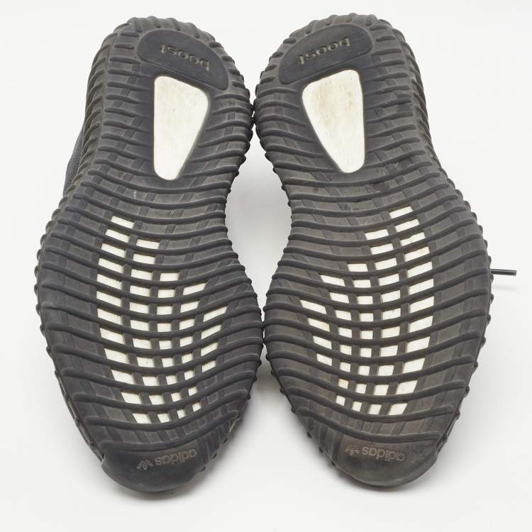 Pre Owned Yeezy x Adidas Black Mesh Boost 350 V2 Mono Cinder Sneakers Size 42