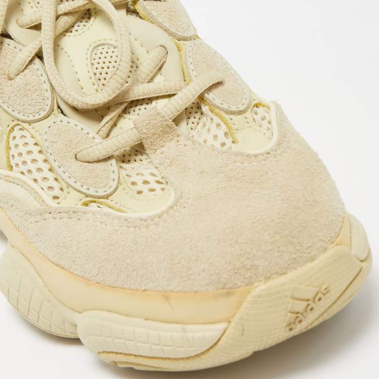 Pre Owned Yeezy x Adidas Light Yellow Mesh and Suede Yeezy 500 Super Moon Yellow Sneakers Size 38 2/3