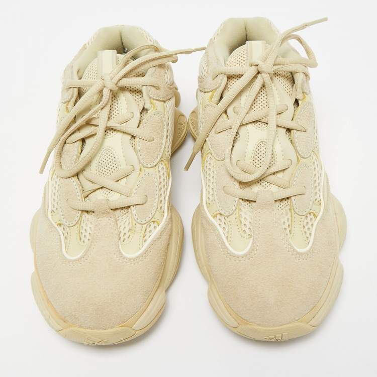 Pre Owned Yeezy x Adidas Light Yellow Mesh and Suede Yeezy 500 Super Moon Yellow Sneakers Size 38 2/3