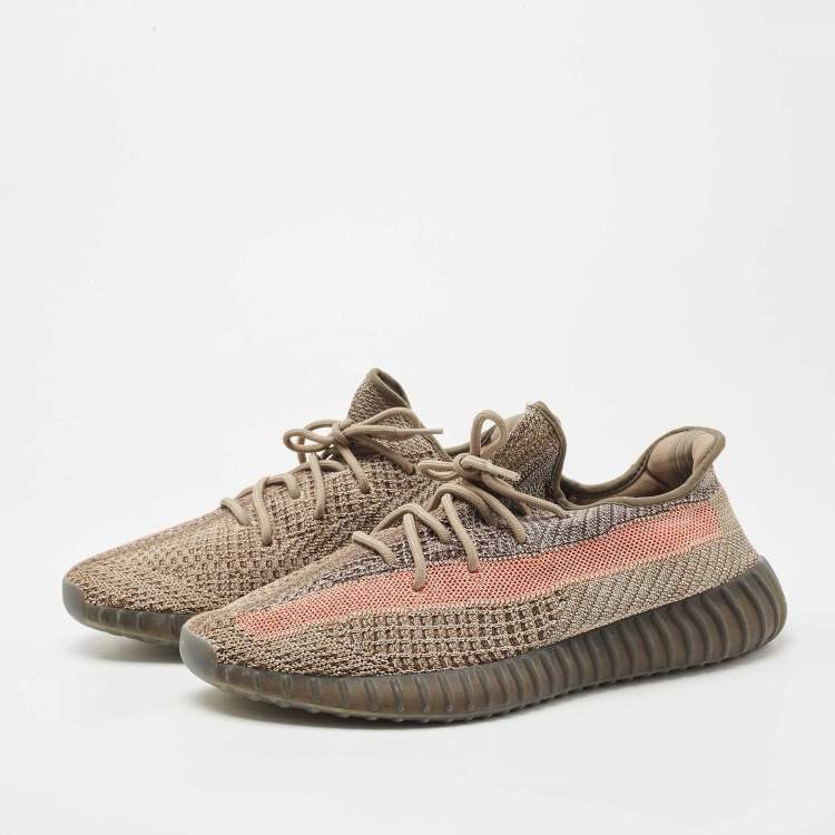 Yeezy x Adidas Brown Knit Fabric Boost 350 V2 Ash Stone Sneakers