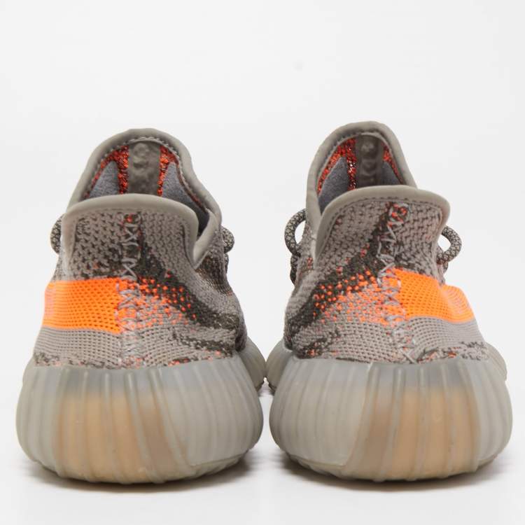 Pre Owned Yeezy x Adidas Grey Knit Fabric Boost 350 V2  Sneakers Size 40