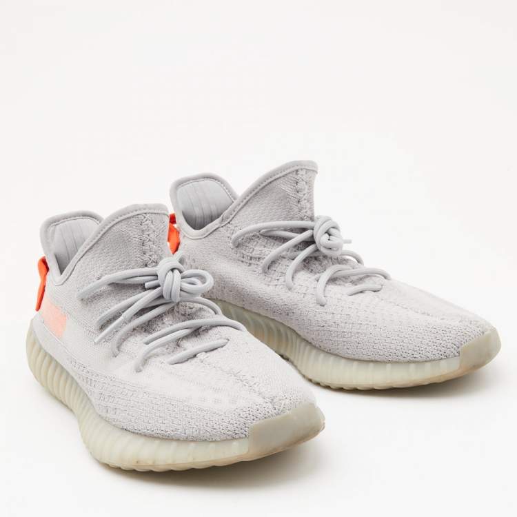 Pre Owned Yeezy x Adidas Grey Knit Fabric Boost 350 V2 Tail Light Sneakers Size 46