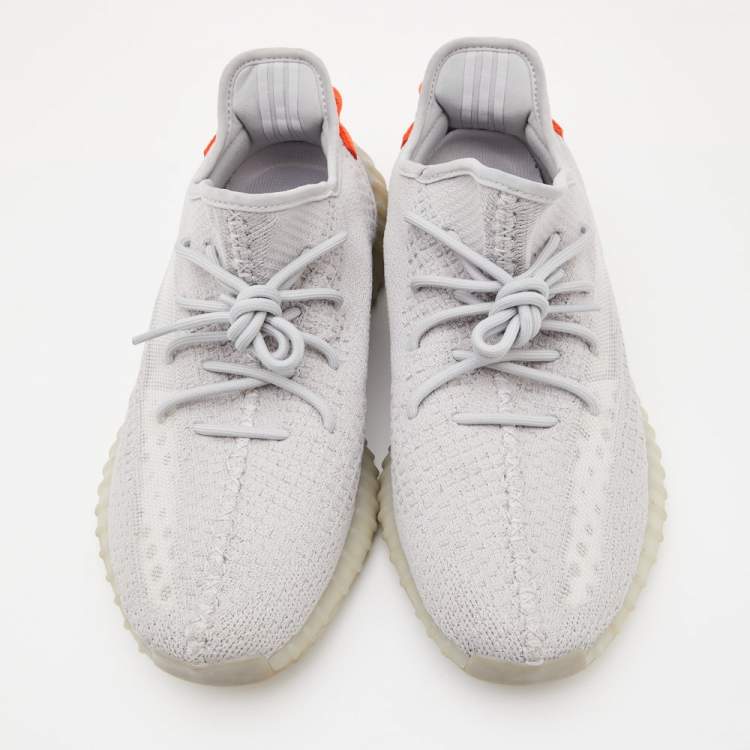 Pre Owned Yeezy x Adidas Grey Knit Fabric Boost 350 V2 Tail Light Sneakers Size 46