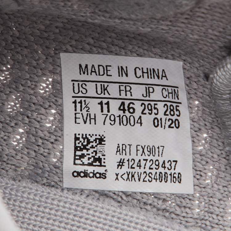 Pre Owned Yeezy x Adidas Grey Knit Fabric Boost 350 V2 Tail Light Sneakers Size 46