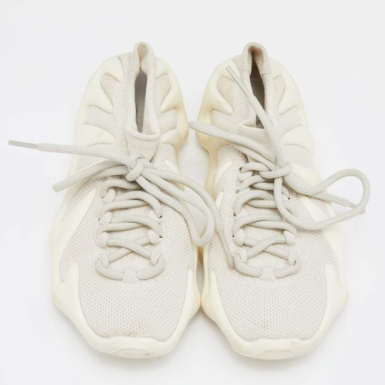 Pre Owned Yeezy x Adidas Cream Knit Fabric 450 Cloud White Sneakers Size 38
