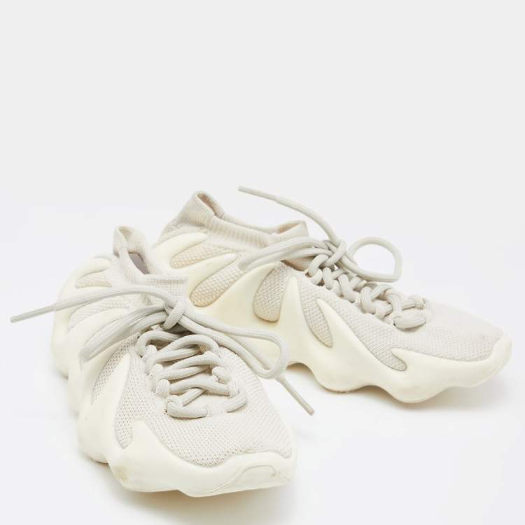 Pre Owned Yeezy x Adidas Cream Knit Fabric 450 Cloud White Sneakers Size 38
