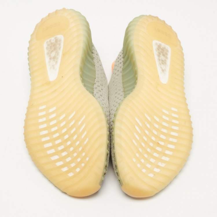 Pre Owned Yeezy x Adidas Green Knit Fabric Boost 350 V2 Desert Sage Sneakers Size 38 2/3