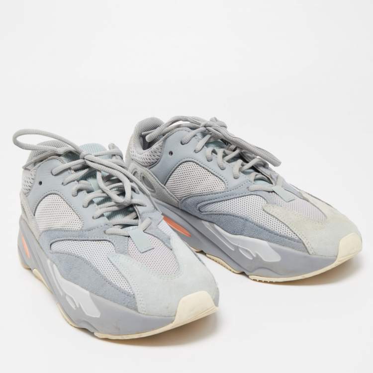 Pre Owned Yeezy x Adidas Blue/Grey Mesh and Suede Boost 700 Inertia Sneakers Size 43 1/3