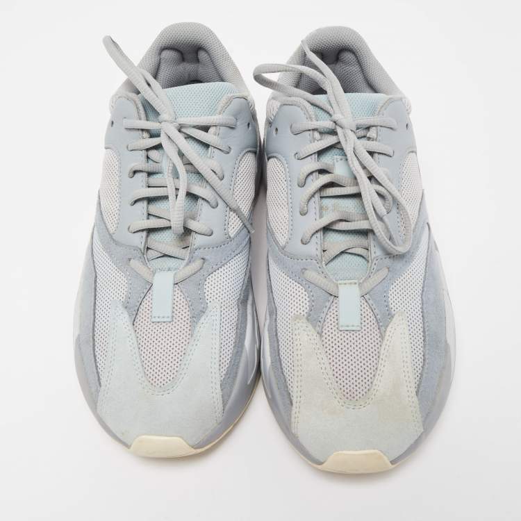 Pre Owned Yeezy x Adidas Blue/Grey Mesh and Suede Boost 700 Inertia Sneakers Size 43 1/3