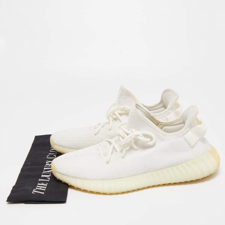 مملوكة مسبقًا Yeezy x Adidas White Fabric Boost 350 V2 White Sneakers Size 44