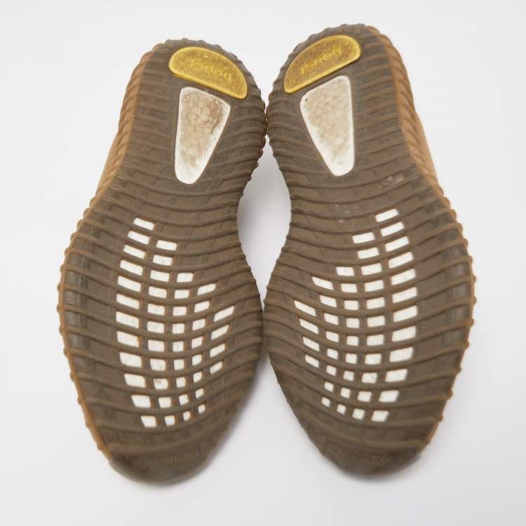 Pre Owned Yeezy x adiddas Brown Knit Fabric  350-v2 Earth Sneakers Size 44