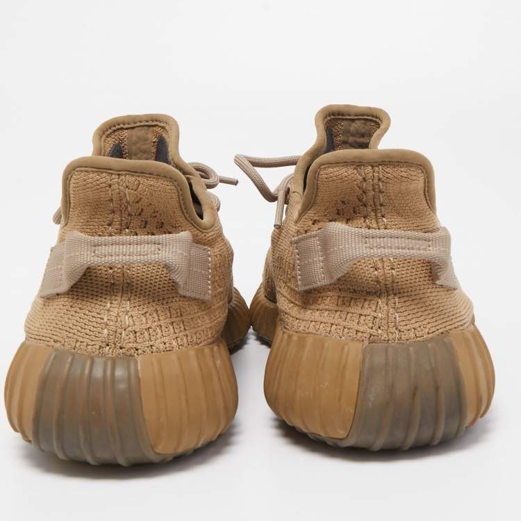 Pre Owned Yeezy x adiddas Brown Knit Fabric  350-v2 Earth Sneakers Size 44