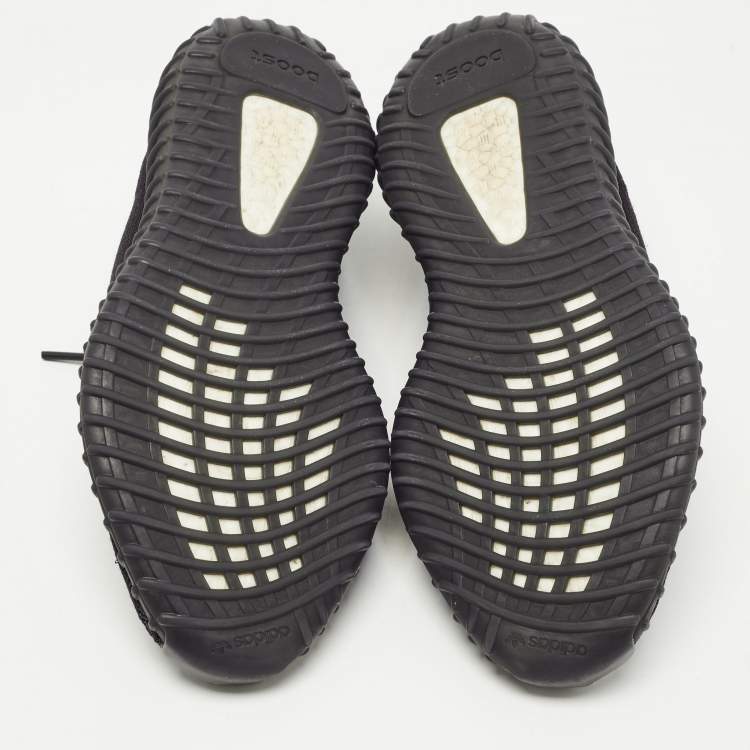 مملوكة مسبقًا adidas Yeezy Black Knit Fabric Boost 350 V2 Onyx Sneakers Size 44 2/3