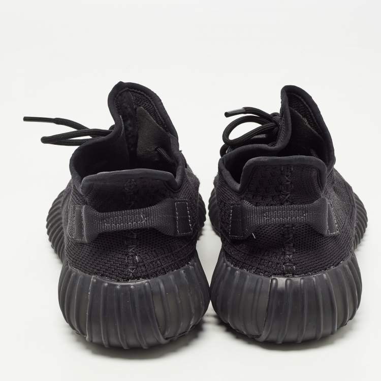 مملوكة مسبقًا adidas Yeezy Black Knit Fabric Boost 350 V2 Onyx Sneakers Size 44 2/3