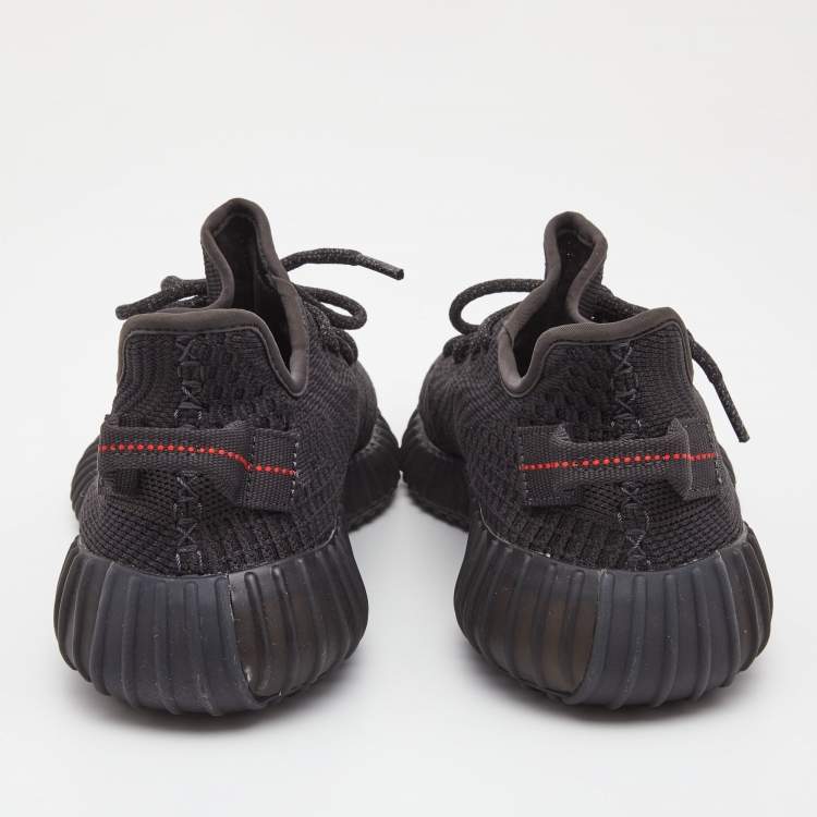 Pre Owned Adidas Yeezy Black Knit Fabric Boost 350 V2 Black Sneakers Size 40