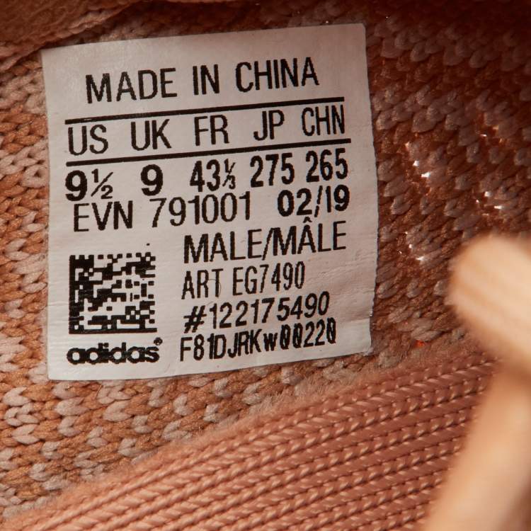 Pre Owned Yeezy x Adidas Orange Knit Fabric Boost 350 V2 Clay Sneakers Size 43 1/3