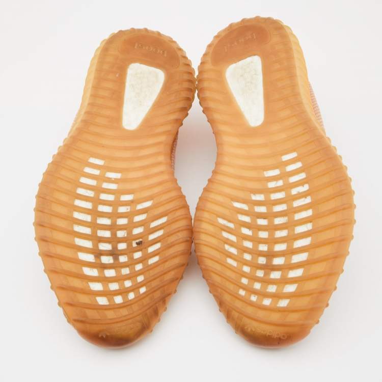 Pre Owned Yeezy x Adidas Orange Knit Fabric Boost 350 V2 Clay Sneakers Size 43 1/3
