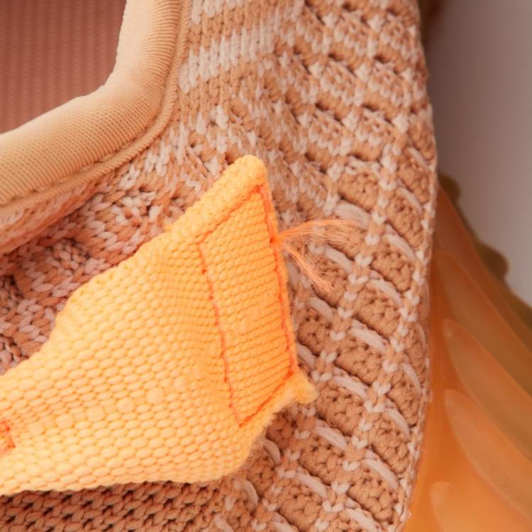 Pre Owned Yeezy x Adidas Orange Knit Fabric Boost 350 V2 Clay Sneakers Size 43 1/3