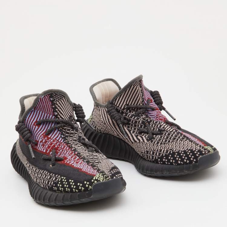مملوكة مسبقًا Yeezy x Adidas Black Knit Fabric Boost 350 V2 Yecheil Sneakers Size 43 1/3