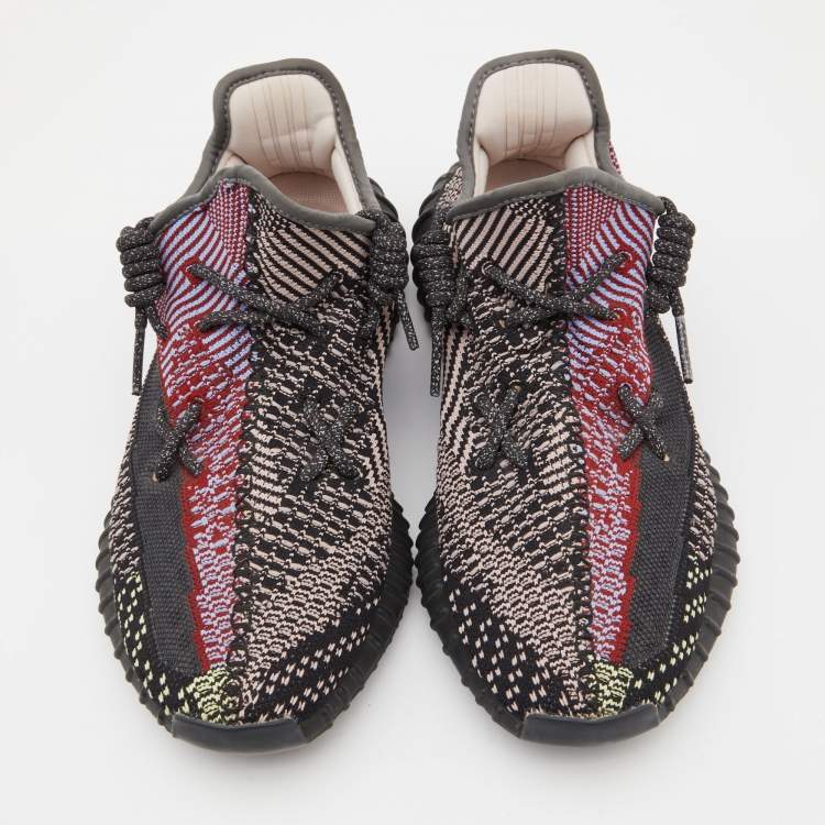 مملوكة مسبقًا Yeezy x Adidas Black Knit Fabric Boost 350 V2 Yecheil Sneakers Size 43 1/3