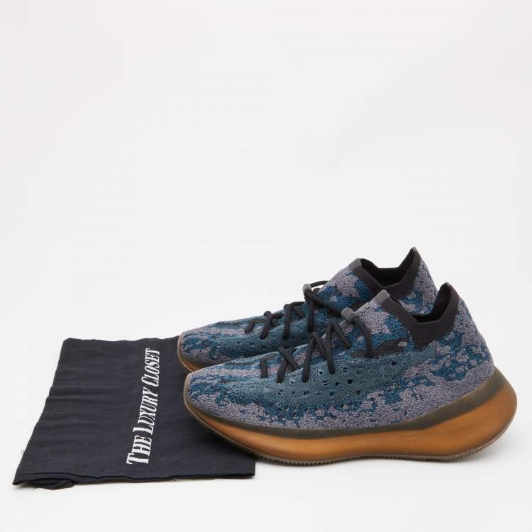 Pre Owned Yeezy x Adidas Blue Knit Fabric Boost 380 Covellite Low Top Sneakers Size 43 1/3