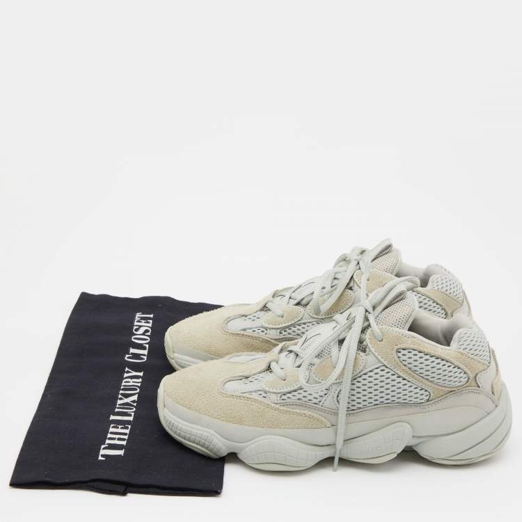 Pre Owned Yeezy x Adidas Mint Mesh,Leather and Suede 500 Salt Sneakers Size 39 1/3