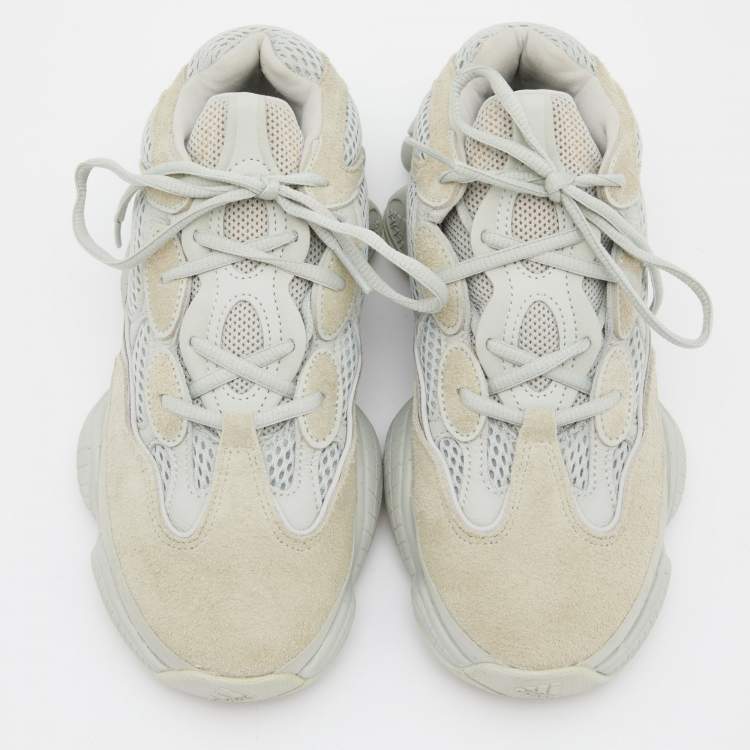 Pre Owned Yeezy x Adidas Mint Mesh,Leather and Suede 500 Salt Sneakers Size 39 1/3