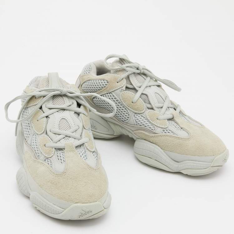 Pre Owned Yeezy x Adidas Mint Mesh,Leather and Suede 500 Salt Sneakers Size 39 1/3