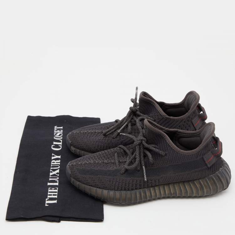 مملوكة مسبقًا Yeezy x Adidas Black Knit Fabric Boost 350 V2 Static Sneakers Size 39 1/3