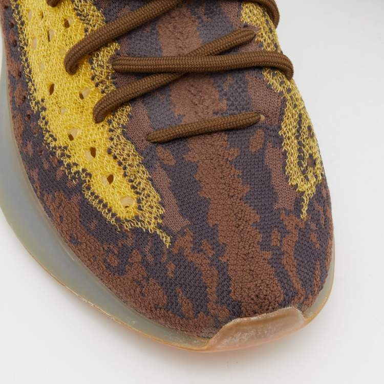 Pre Owned Yeezy x Adidas Brown/Yellow Knit Fabric and Mesh Boost 380 LMNTE Sneakers Size 42 2/3