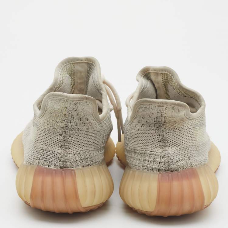 Pre Owned Yeezy x Adidas Pale Green Knit Fabric Boost 350 V2 Citrin Non Reflective Sneakers Size 38 2/3