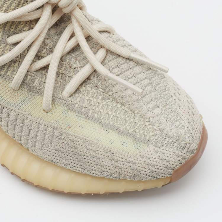 Pre Owned Yeezy x Adidas Pale Green Knit Fabric Boost 350 V2 Citrin Non Reflective Sneakers Size 38 2/3