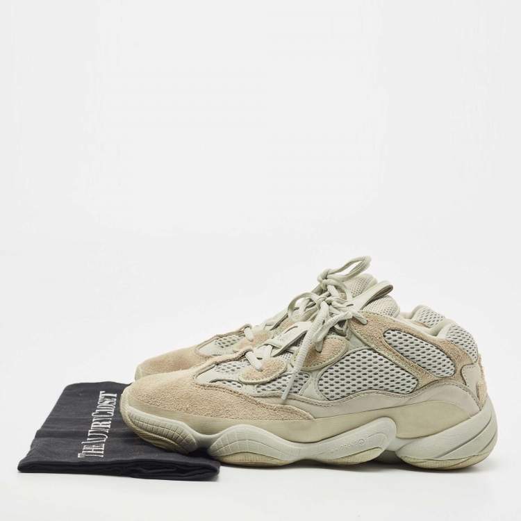 Pre Owned Yeezy x Adidas Green Knit Fabric and Suede Boost 500 Salt Sneakers Size 41 1/3