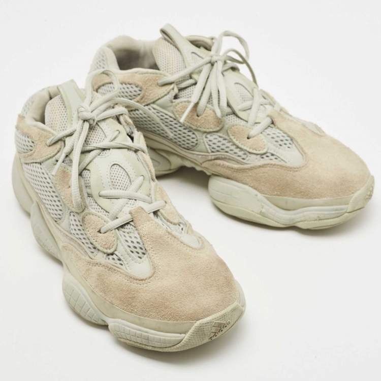 Pre Owned Yeezy x Adidas Green Knit Fabric and Suede Boost 500 Salt Sneakers Size 41 1/3