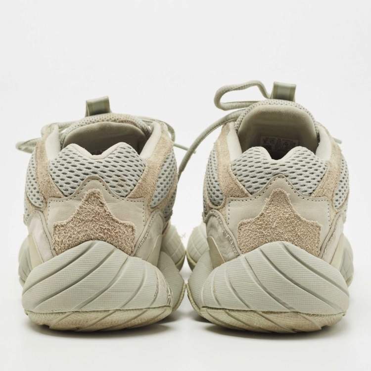 Pre Owned Yeezy x Adidas Green Knit Fabric and Suede Boost 500 Salt Sneakers Size 41 1/3