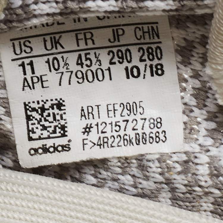 Pre Owned Yeezy x Adidas White/Grey Knit Fabric Boost 350 V2 Static Reflective Sneakers Size 45 1/3
