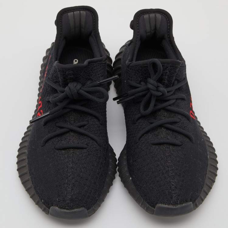 مملوكة مسبقًا Yeezy x Adidas Black/Red Knit Fabric Boost 350 V2 Bred Sneakers Size 40 2/3