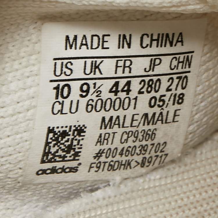 Pre Owned Yeezy x Adidas White Knit Fabric Boost 350 V2 Triple White Sneakers Size 44