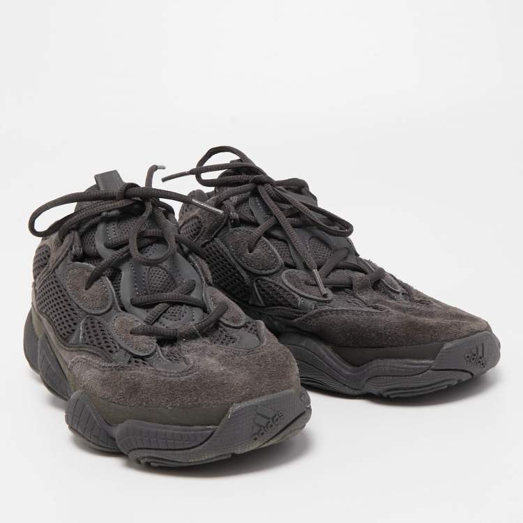 Pre Owned Yeezy x Adidas Black Suede and Mesh Boost 500 Utility Sneakers Size 40.5