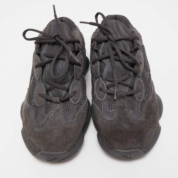 Pre Owned Yeezy x Adidas Black Suede and Mesh Boost 500 Utility Sneakers Size 40.5