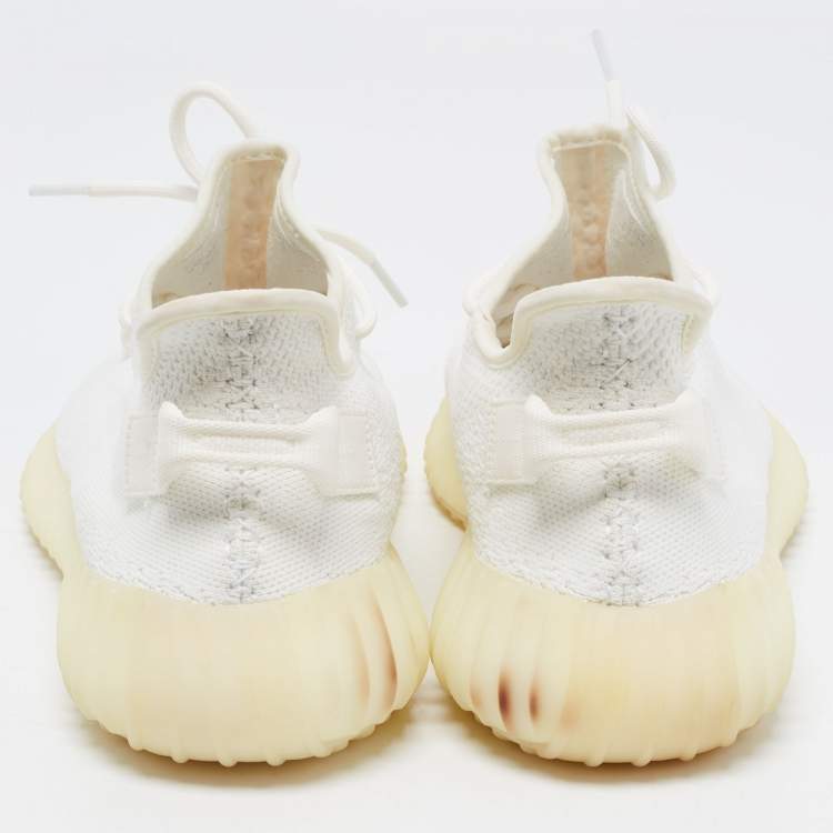 مملوكة مسبقًا Yeezy x adidas  White Knit Fabric Boost 350 V2 Sneakers Size 46 2/3