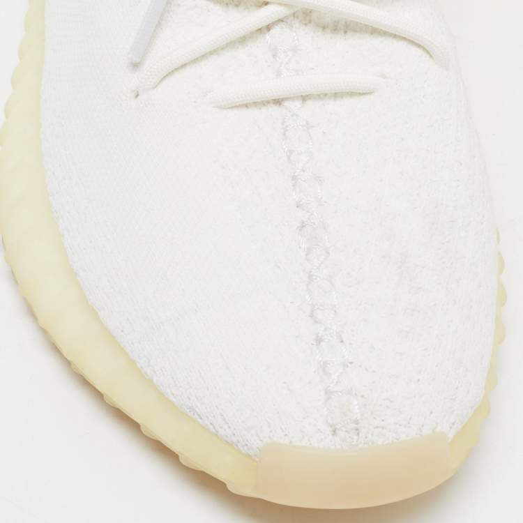 مملوكة مسبقًا Yeezy x adidas  White Knit Fabric Boost 350 V2 Sneakers Size 46 2/3