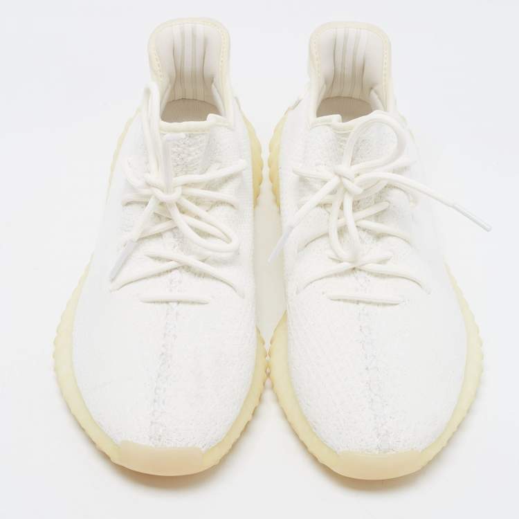 مملوكة مسبقًا Yeezy x adidas  White Knit Fabric Boost 350 V2 Sneakers Size 46 2/3