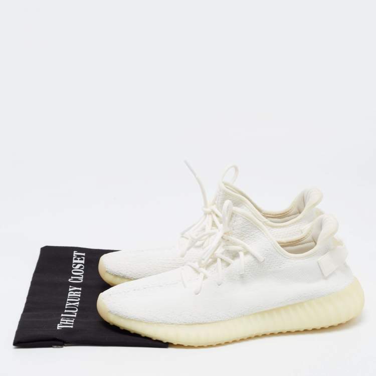 مملوكة مسبقًا Yeezy x adidas  White Knit Fabric Boost 350 V2 Sneakers Size 46 2/3