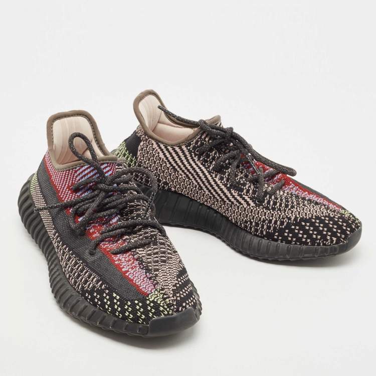 Pre Owned Yeezy x Adidas Black Knit Fabric Boost 350 V2 Yecheil Sneakers Size 42 